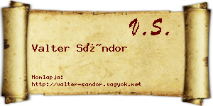 Valter Sándor névjegykártya